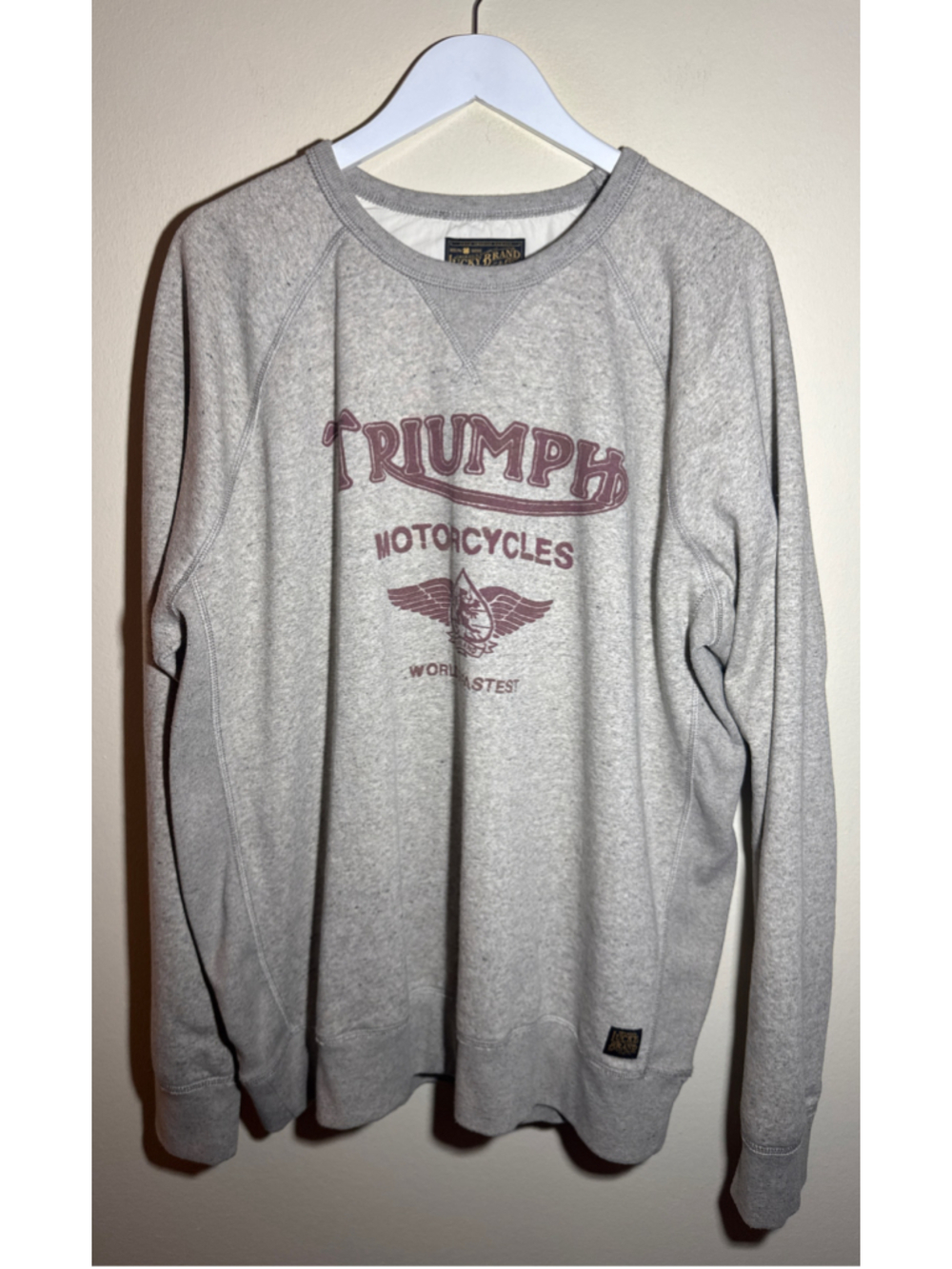 Lucky Brand Triumph Motorcycles Sweatshirt XXL Grey Maroon